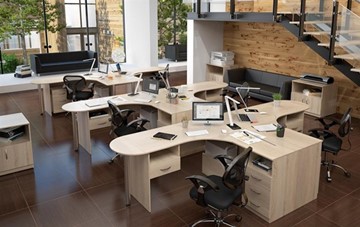 Комплект офисной мебели SIMPLE с эргономичными столами и тумбами в Мурманске - предосмотр