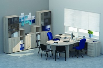 Набор мебели в офис Twin для 2 сотрудников с совмещенными столами в Мурманске - предосмотр