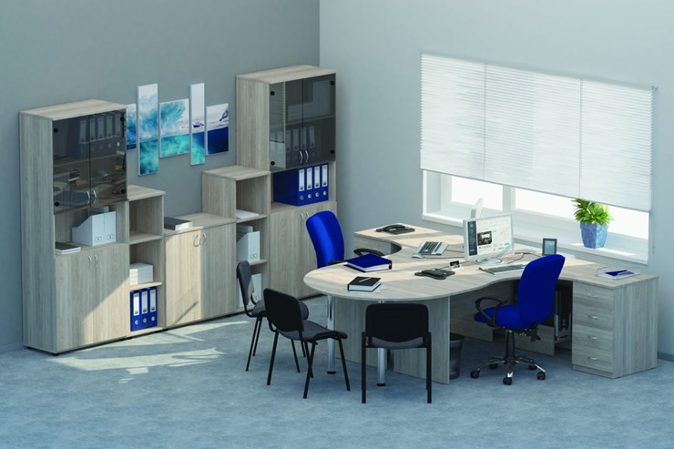 Набор мебели в офис Twin для 2 сотрудников с совмещенными столами в Мурманске - изображение