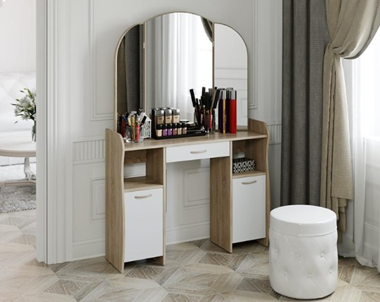 Столик туалетный София Т2, цвет Дуб сонома/Белый в Мурманске - изображение