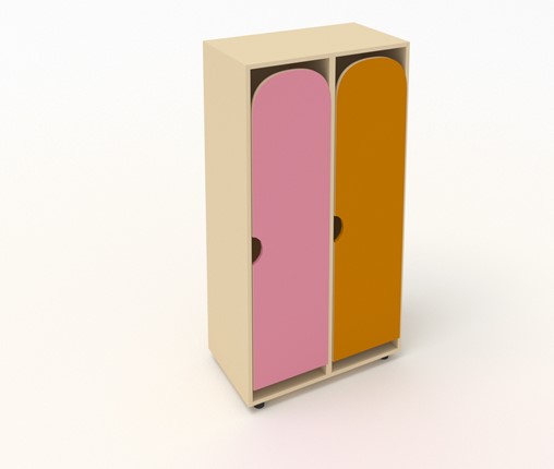 Детский 2-дверный шкаф ШГ2 Беж+Оранжевый+Розовый в Мурманске - изображение