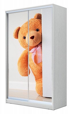 Детский шкаф Хит-23-12-77-27 Мишка за дверью, Белый в Мурманске - изображение