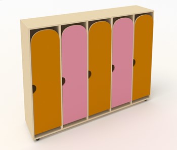 Детский распашной шкаф ШГ5У Беж+Оранжевый+Розовый в Мурманске
