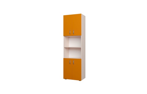 Распашной детский шкаф 600 4Д Млечный дуб, Оранжевый в Мурманске - изображение