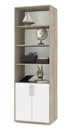 Распашной шкаф О21, Серый дуб - Белый в Мурманске - изображение