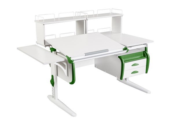 Детский стол-трансформер 1/75-40 (СУТ.25)+ Polka_b 1/550 + Polka_zz 1/600 (2 шт.) + Tumba 3 белый/белый/Зеленый в Мурманске - изображение
