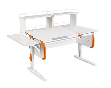 Детский стол-трансформер 1/75-40 (СУТ.25) + Polka_b 1/550 + Polka_zz 1/600 (2 шт.) белый/белый/Оранжевый в Мурманске