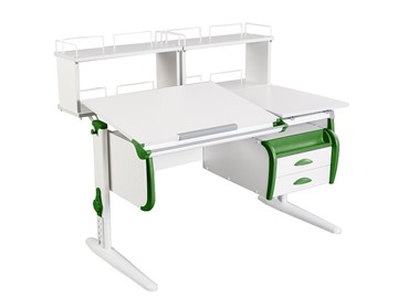 Детский стол-трансформер 1/75-40 (СУТ.25) + Polka_zz 1/600 (2 шт.) + Tumba 3  белый/белый/Зеленый в Мурманске