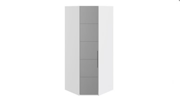 Распашной шкаф угловой Наоми с зеркальной левой дверью, цвет Белый глянец СМ-208.07.07 L в Мурманске