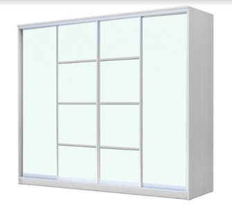 Шкаф 4-х дверный ХИТ 22-4-24/2-8888, с матовым стеклом, разделительные планки х2, Белый в Мурманске