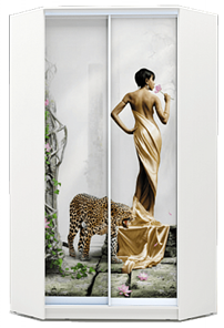 Шкаф 2300х1103, ХИТ У-23-4-77-03, Девушка с леопардом, белая в Мурманске