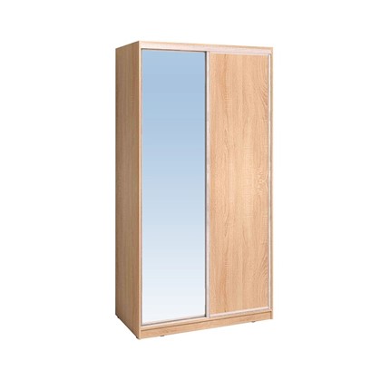 Шкаф 2-х створчатый 1200 Домашний Зеркало/ЛДСП, Дуб Сонома в Мурманске - изображение