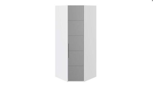 Шкаф угловой Наоми с зеркальной правой дверью, цвет Белый глянец СМ-208.07.07 R в Мурманске - изображение