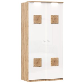 Шкаф двухстворчатый Фиджи с декоративными накладками 659.237, цвет белый в Мурманске