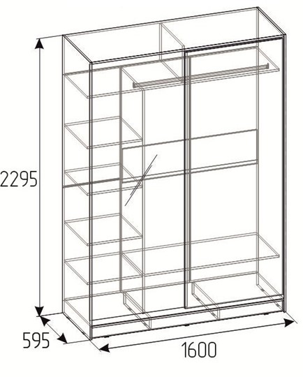 Шкаф 2-х створчатый 1600 Домашний Зеркало/ЛДСП, Дуб табачный Craft в Мурманске - изображение 2