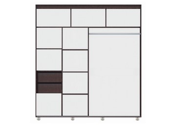 Шкаф 2-х дверный Комфорт №12 2.0 с фигурными зеркалами, Венге в Мурманске - предосмотр 1