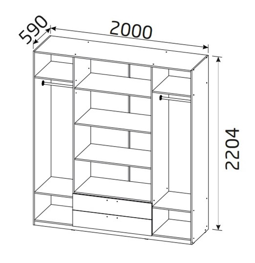 Шкаф 4х-дверный 4-х дверный Вега с 2 ящиками в Мурманске - изображение 1