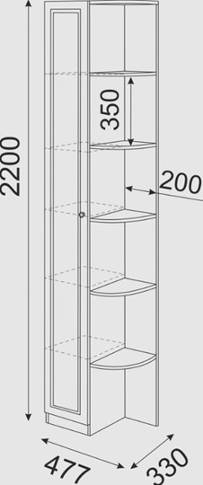 Угловой шкаф-стеллаж Беатрис М13 левый (Орех Гепланкт) в Мурманске - изображение 3