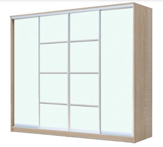 Шкаф 4-х дверный ХИТ 23-4-24/2-8888, с матовым стеклом, разделительные планки х2, Дуб сонома в Мурманске