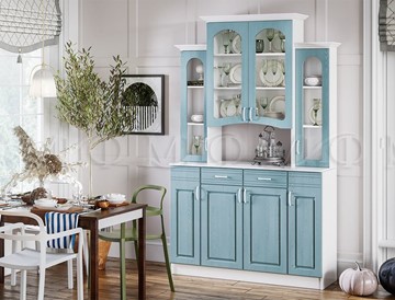 Кухонный шкаф Констанция 4-х створчатый, голубой в Мурманске