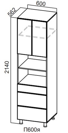 Шкаф кухонный Модерн New, П600я/2140, МДФ в Мурманске - изображение