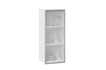 Кухонный высокий шкаф 400 Шервуд, со стеклом левый ЛД 281.421.000.121, белый/серый в Мурманске