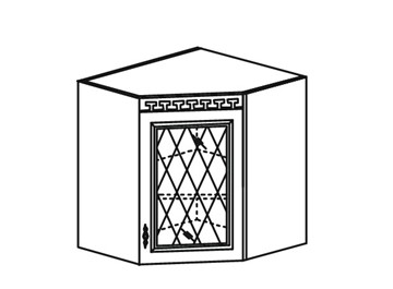 Кухонный шкаф Веста настенный угловой со вставкой из стекла 718*600*600 мм в Мурманске