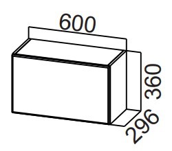 Навесной кухонный шкаф Стайл, ШГ600/360 горизонтальный, МДФ в Мурманске