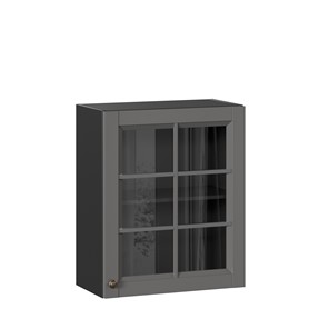 Навесной кухонный шкаф Амели-3 600 со стеклом ЛД 299.350.000.032, Черный/Оникс серый в Мурманске