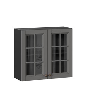 Кухонный шкаф Амели-3 800 со стеклом ЛД 299.360.000.036, Черный/Оникс серый в Мурманске