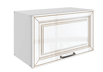 Шкаф кухонный Атланта L600 Н360 (1 дв. гл.) эмаль (белый/белый глянец патина золото) в Мурманске