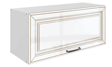 Кухонный шкаф Атланта L800 Н360 (1 дв. гл.) эмаль (белый/белый глянец патина золото) в Мурманске