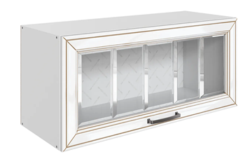 Кухонный навесной шкаф Атланта L800 Н360 (1 дв. рам.) эмаль (белый/белый глянец патина золото) в Мурманске - предосмотр