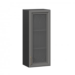 Навесной шкаф Джелатто 400 высокий со стеклом ЛД 241.420.000.152, Черный/Оникс серый в Мурманске