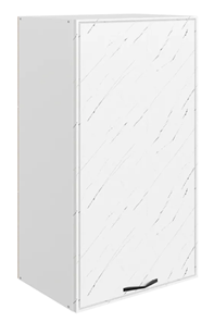 Шкаф на кухню Монако L450 Н900 (1 дв. гл.), белый/мрамор пилатус матовый в Мурманске