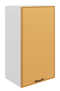 Навесной шкаф Монако L450 Н900 (1 дв. гл.), белый/охра матовый в Мурманске