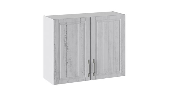 Навесной кухонный шкаф Прованс (Белый глянец/Санторини светлый) В_72-90_2ДР в Мурманске - изображение