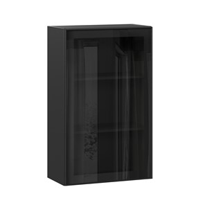 Кухонный шкаф высокий со стеклом 600 Индиго ЛД 298.450.000.170, Чёрный/Чёрный в Мурманске