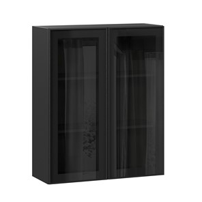 Шкаф настенный высокий со стеклом 800 Индиго ЛД 298.460.000.156, Чёрный/Чёрный в Мурманске