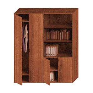 Шкаф высокий офисный Престиж, одежда/стекло, темный орех, 175x46x203, Исп.60 в Мурманске