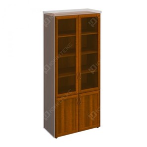 Шкаф для документов со стеклянными дверьми в рамке Мастер, темный орех (90х45х208) МТ 379 в Мурманске