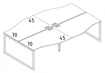 Рабочая станция столы (4х120) Техно на металлокаркасе QUATTRO А4, 240x184x75 белый премиум / металлокаркас белый А4 Б4 189-2 БП в Мурманске