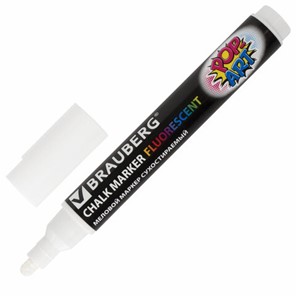 Меловой маркер Brauberg Pop Art, белый, 5 мм в Мурманске