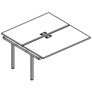 Секция стола рабочей станции на металлокаркасе QUATTRO (2х120) А4, (120x144x75) белый премиум / металлокаркас белый, А4 Б4 173-1 БП в Мурманске