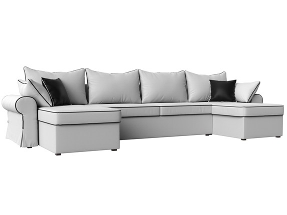 Большой П-образный диван Элис, Белый (экокожа) в Мурманске - изображение