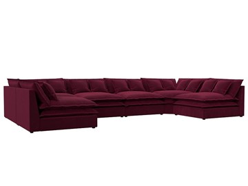 Большой П-образный диван Лига-040, Бордовый (микровельвет) в Мурманске