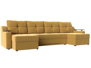 Большой П-образный диван Сенатор, Желтый (Микровельвет) боннель в Мурманске