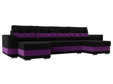 П-образный диван Честер, Черный/фиолетовый (вельвет) в Мурманске - предосмотр