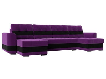 П-образный диван Честер, Фиолетовый/черный (вельвет) в Мурманске