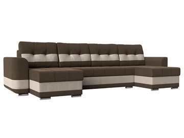 П-образный диван Честер, коричневый/бежевый (рогожка) в Мурманске